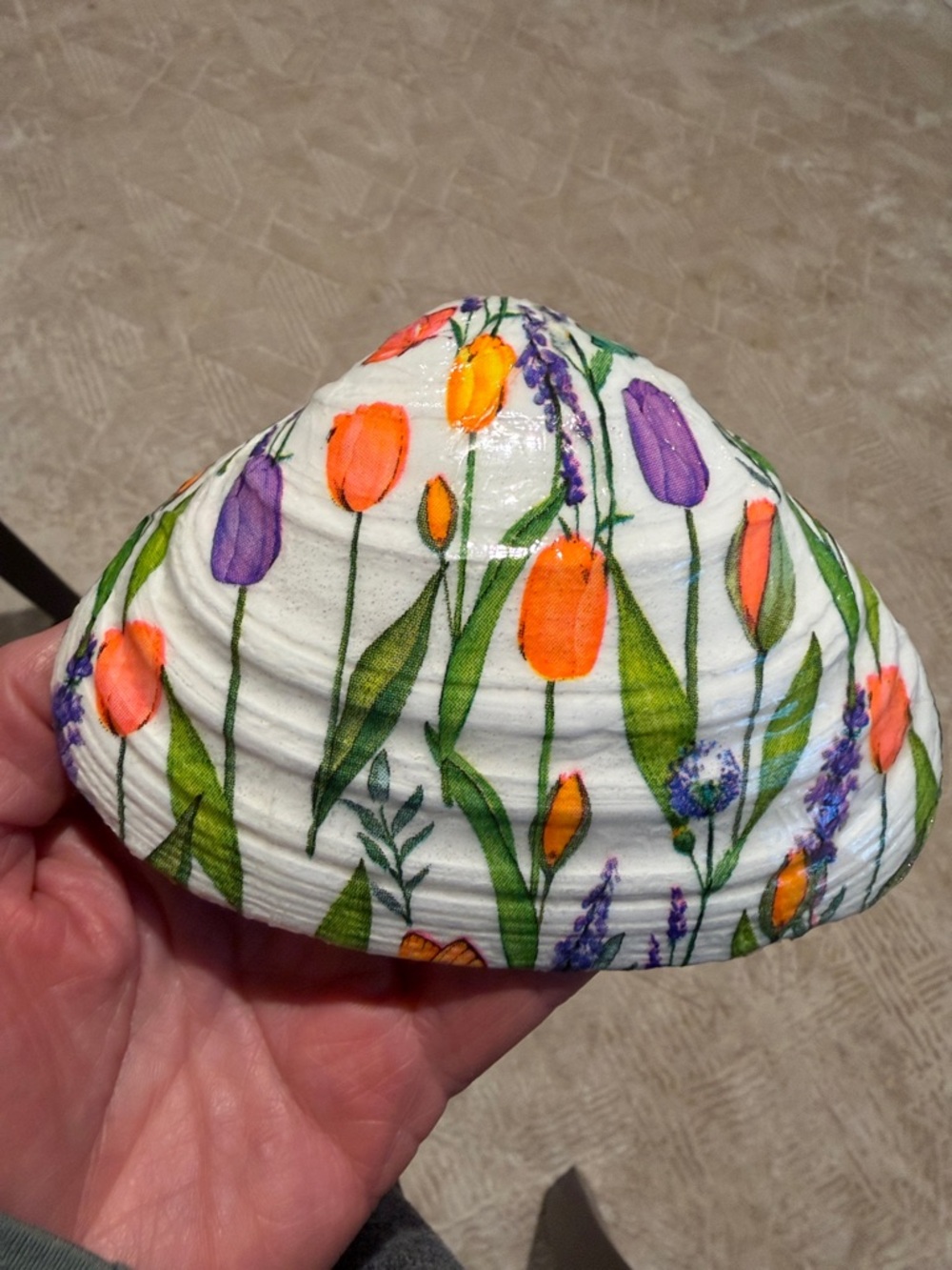 Hand Crafted Decoupage Sea Shell Ring Trinket Dish - Picture 2 of 3